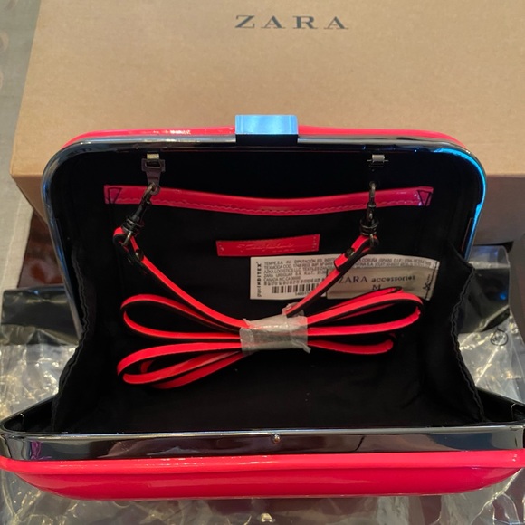 Zara Neon Pink “Box Bag” Interchangeable Clutch & Crossbody - Picture 5 of 9